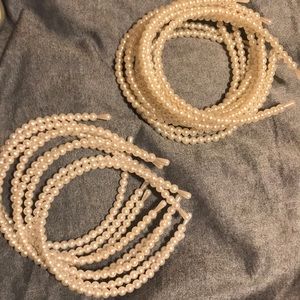 White and ivory pearl beaded headband lot wedding